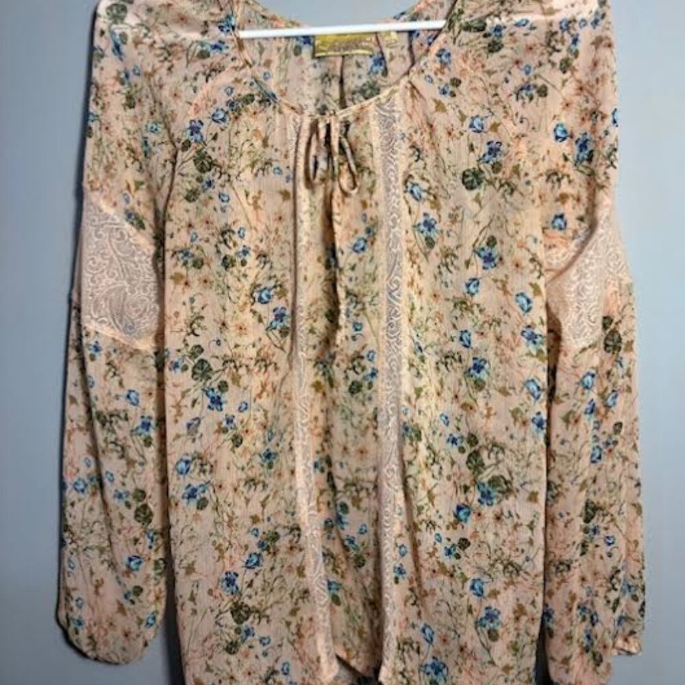 Peach floral blouse